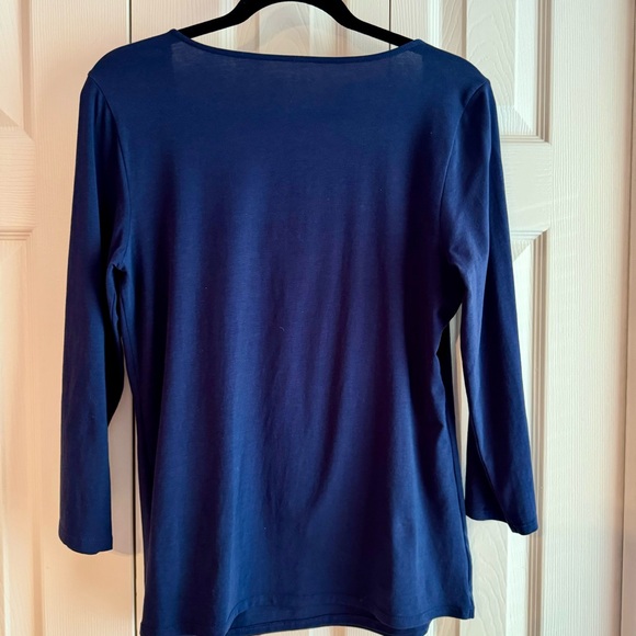 Never worn LILLY PULITZER NELL TOP LARGE Square Neck TRUE NAVY Soft Pima Cotton - Picture 3 of 6